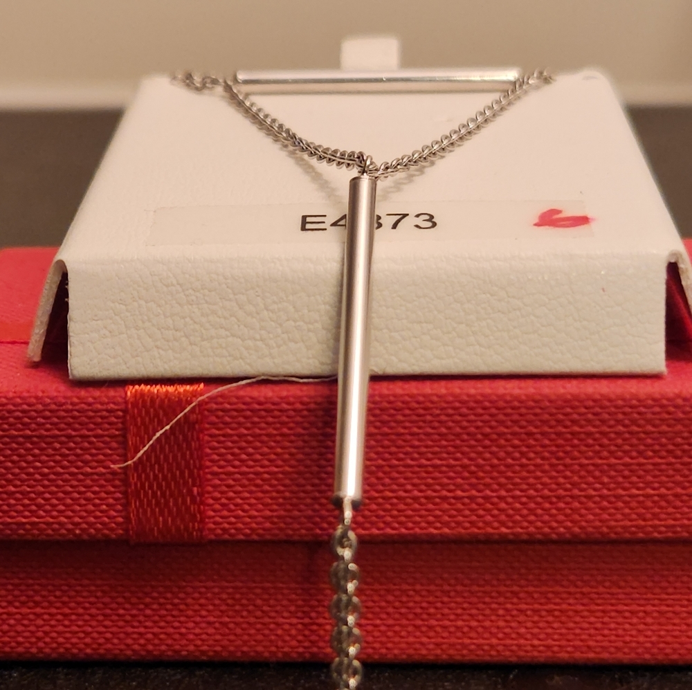 NEW STERLING SILVER 925 "SILVER BAR HANGING DANGLING" NECKLACE
